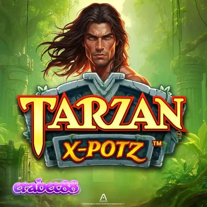Tampilan visual slot Tarzan X-Potz dengan latar belakang hutan dan simbol karakter.